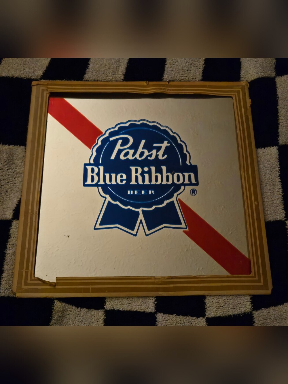 Vintage Pabst Blue Ribbon (PBR) mirror